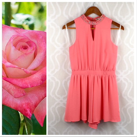 *CLEARANCE* Coral Jewel Embelished Romper - Picture 2 of 8
